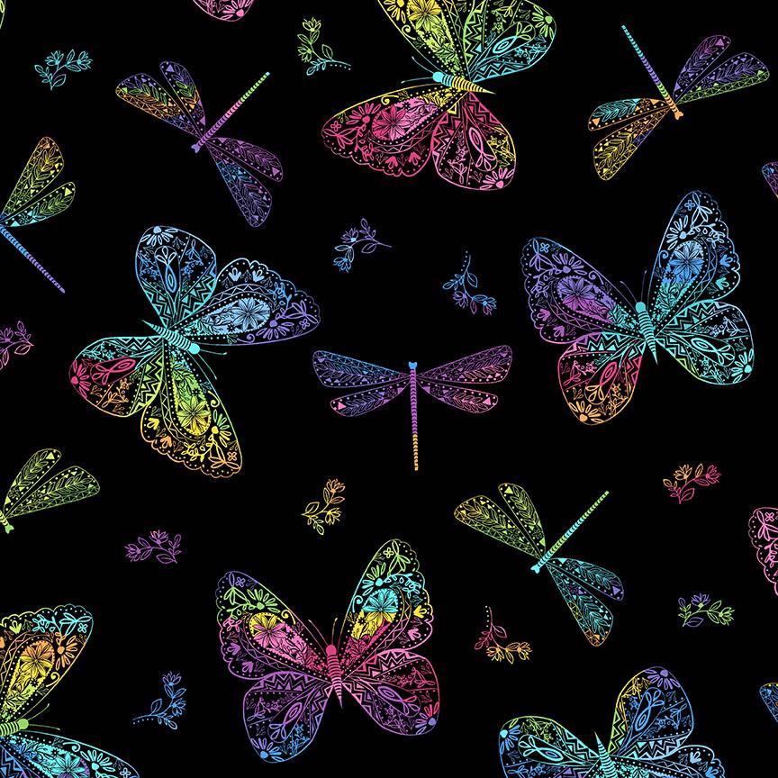 Rainbow butterflies black 2-9897k black